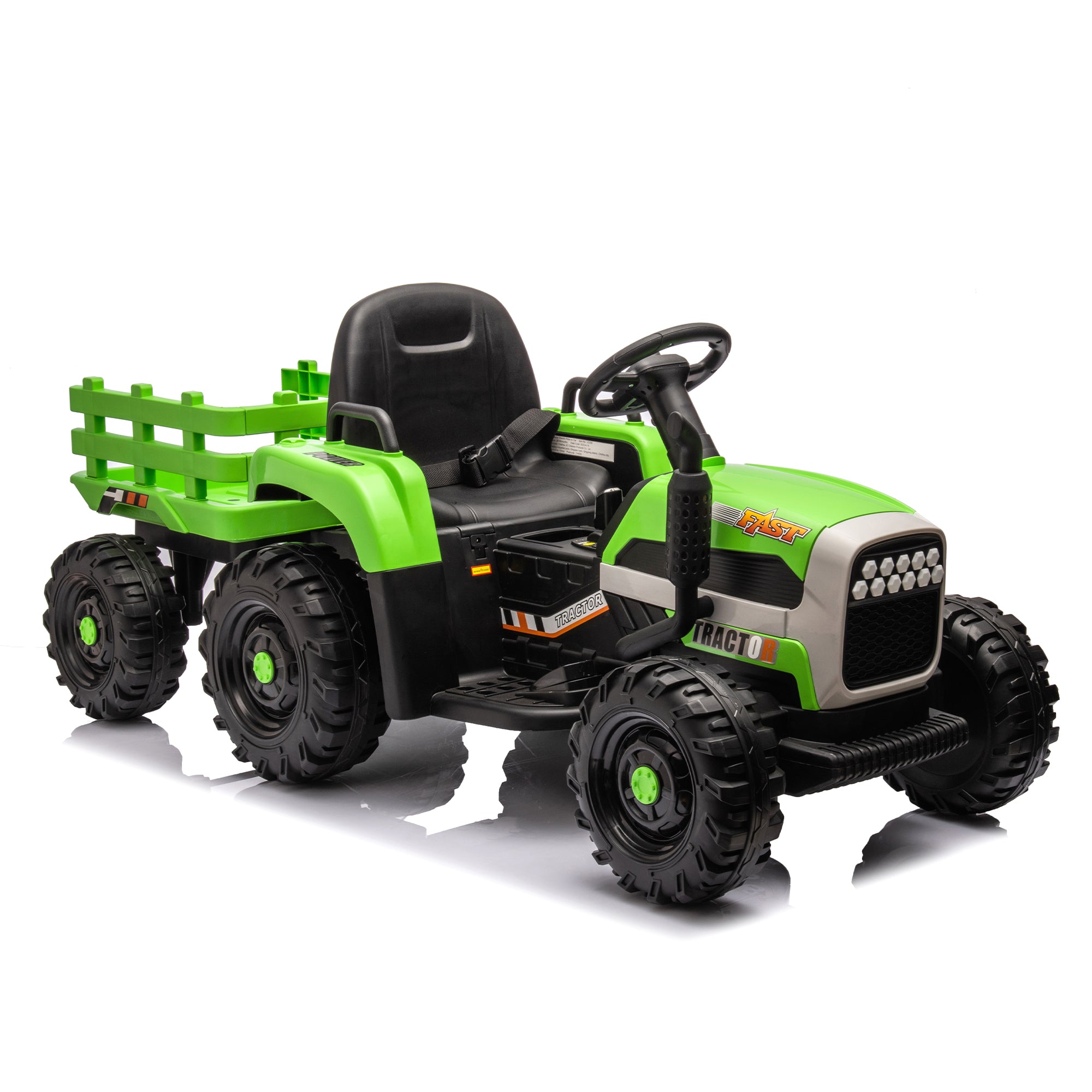 Ride on Tractor2.0 with Trailer,24V Battery Powered Electric Tractor Toy, 200w*2motor 1.86-4.97MPH/Remote Control,electric car for kids,Three speed adjustable,USB,MP3 ,Bluetooth,LED light, safety belt